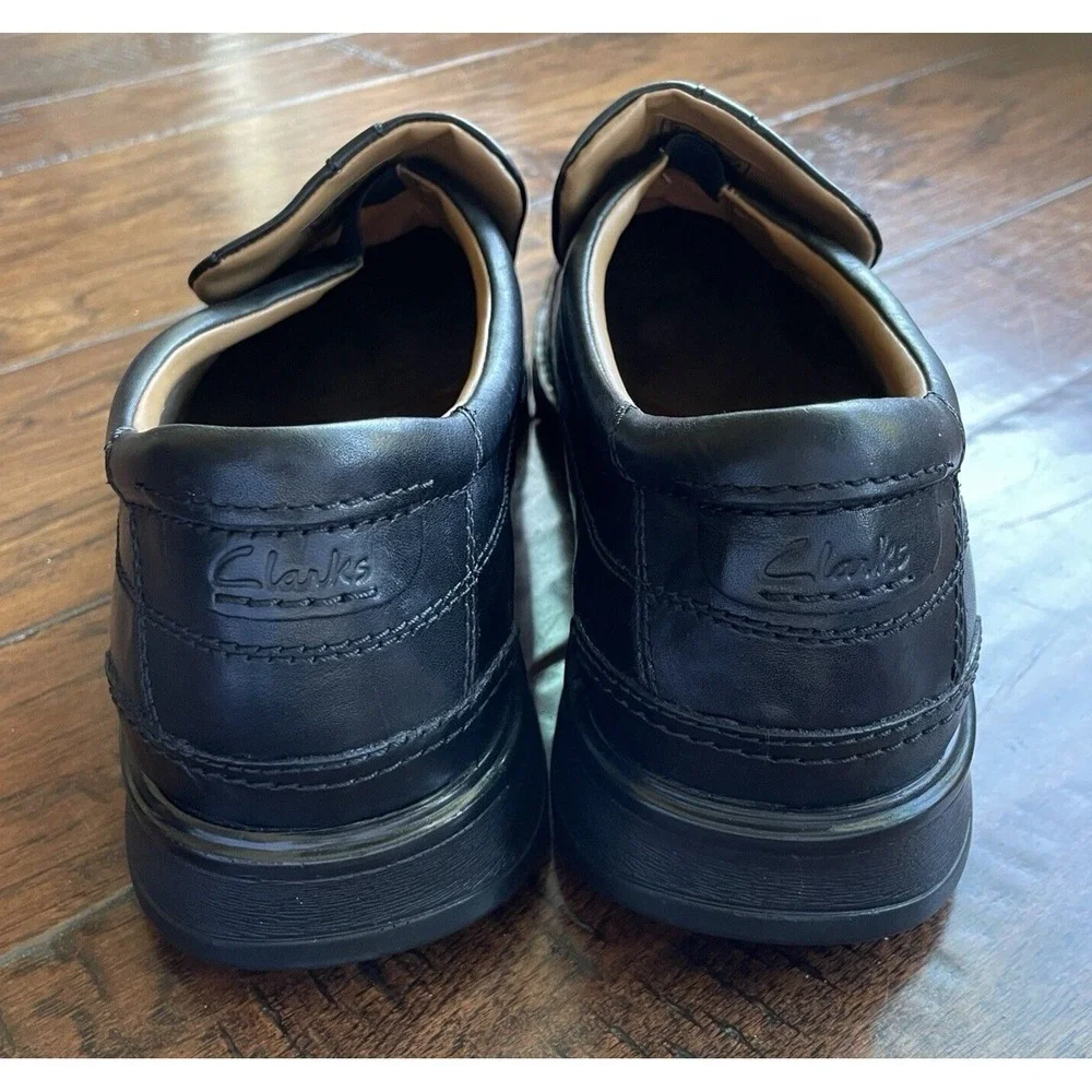 Clarks Mens Escalade‎ Step Slip-On Comfort Loafer Black Leather Size 15 M NEW